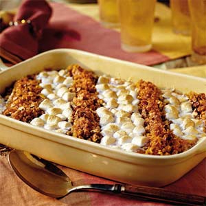 Favorite Thanksgiving Sides - Recipe for Sweet Potato Casserole found on Southern Living