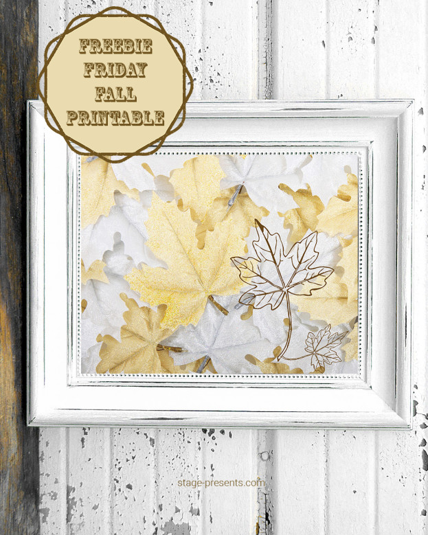 Three.. Two... One...Freebie Friday - Fall Printable - White and Gold Leaves