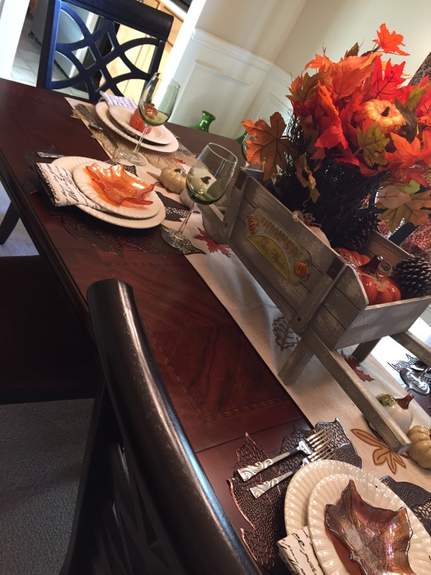 2015 Fall Home Tour - Close Up On Fall Tablescape - stage-presents.com