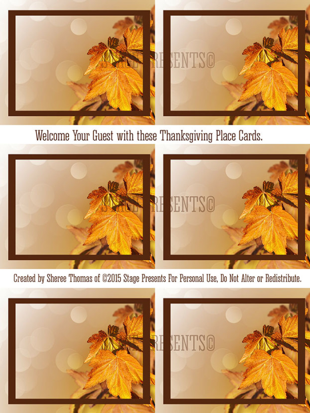 Three... Two... One... A Friday Series - Freebie Friday Thanksgiving Placecards - stage-presents.com