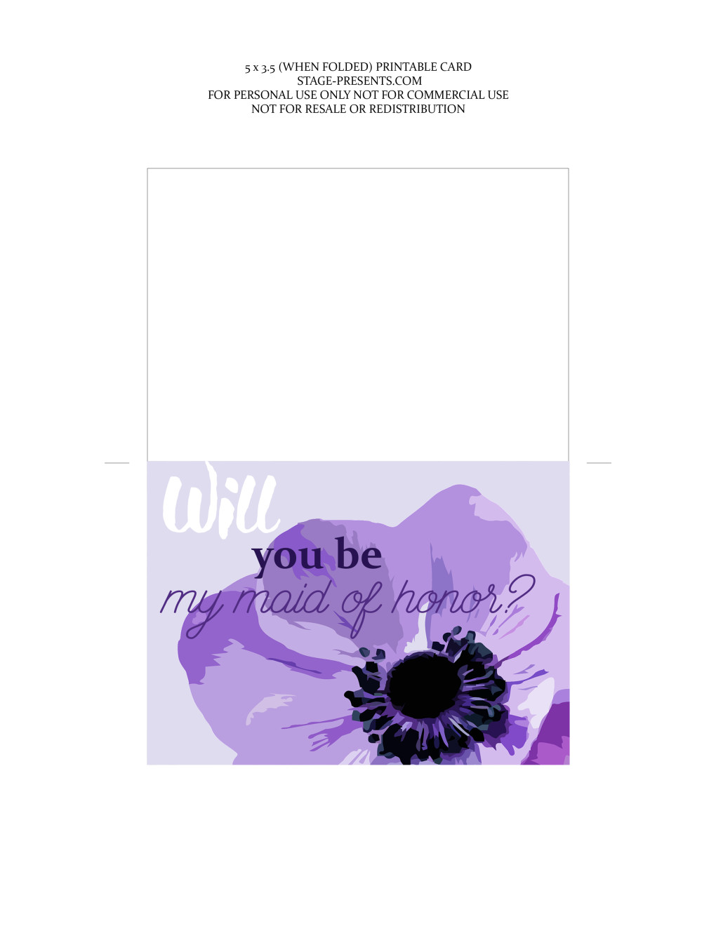 Will You Be My Maid of Honor Card - Future Bride Freebies - stage-presents.com