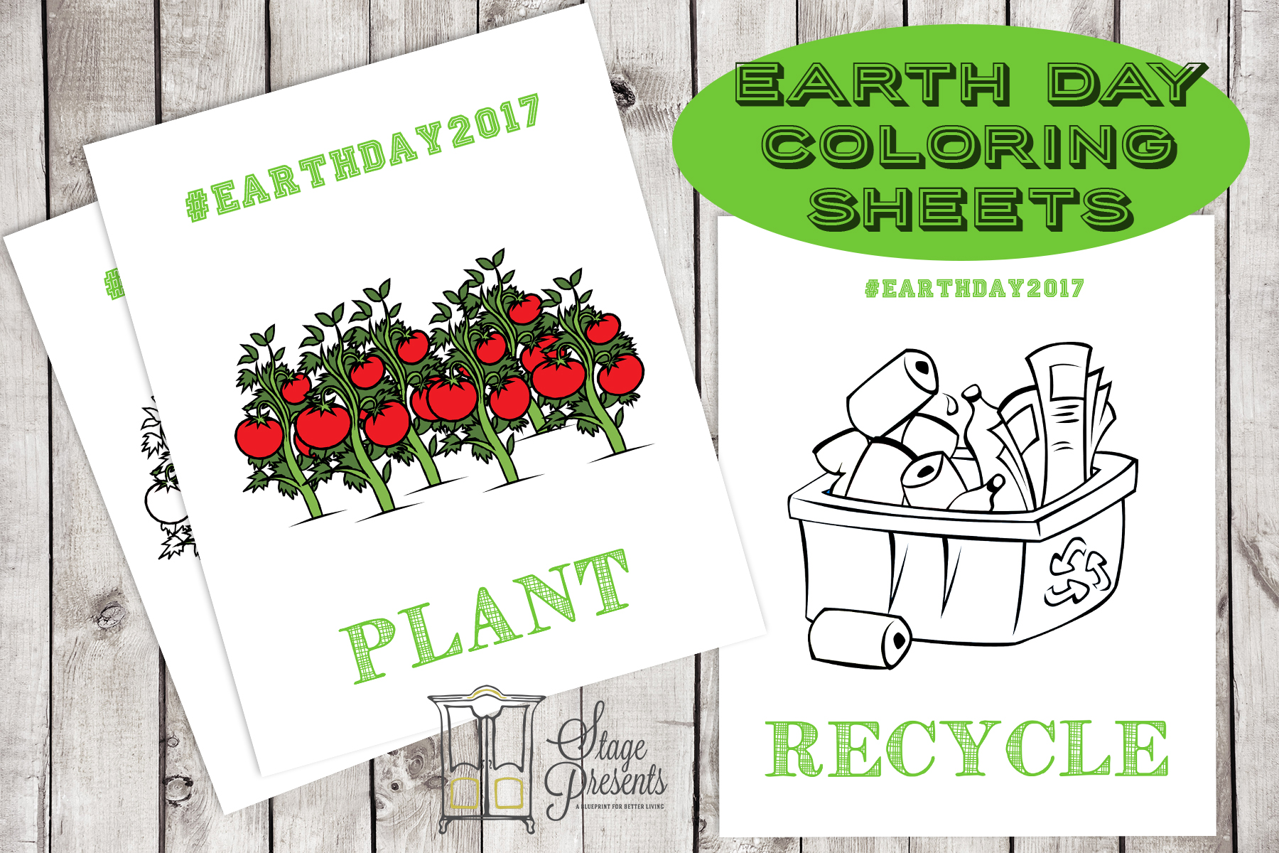 Earth Day Coloring Sheets 2017 Mockup